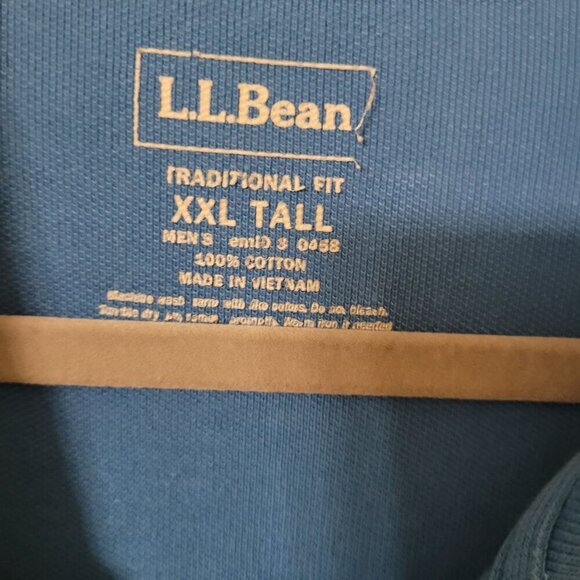 L.L. Bean Mens XXL Tall Blue Cotton‎ Polo Shirt Traditional Fit Casual Workwear - Picture 2 of 7